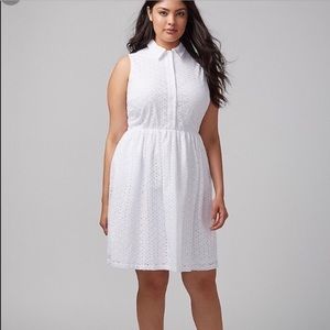 Lane Bryant White Eyelet Dress with Collar